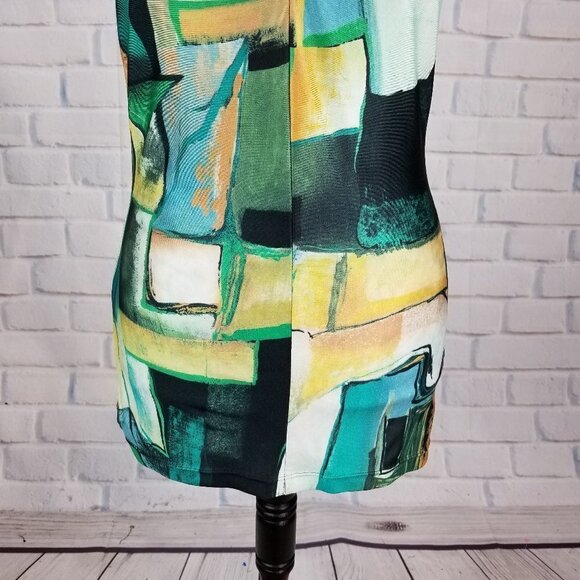 La Squadra zip front sleeveless geo print top sz s - Picture 6 of 8